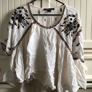 French connection embroidered blouse